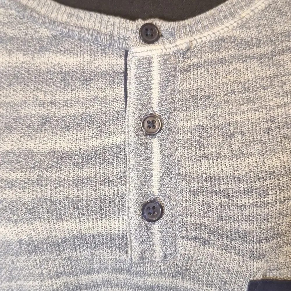 Banana Republic Henley Blue, White Stripey Sweater Sz L #1238
